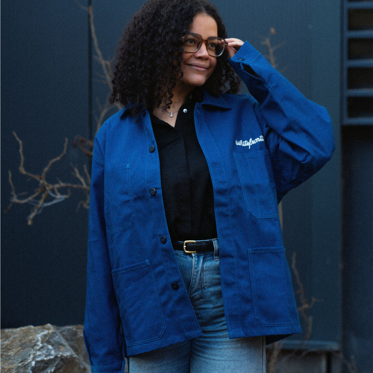 Noa-blue-work-jacket-whitefrontier-brewery-lafont