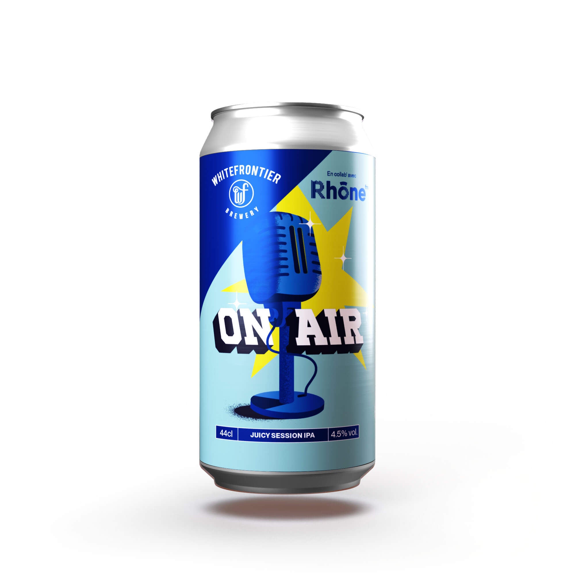 canette bière avec micro on air radio