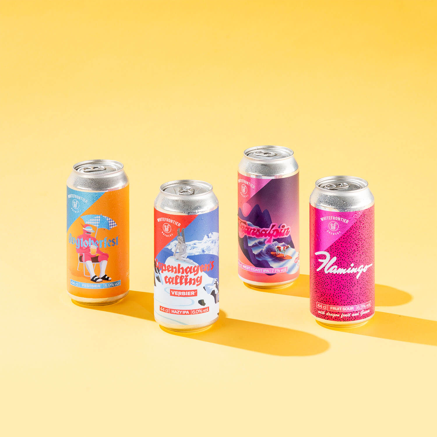 menu pour toutes nos bières canettes sur fond jaune