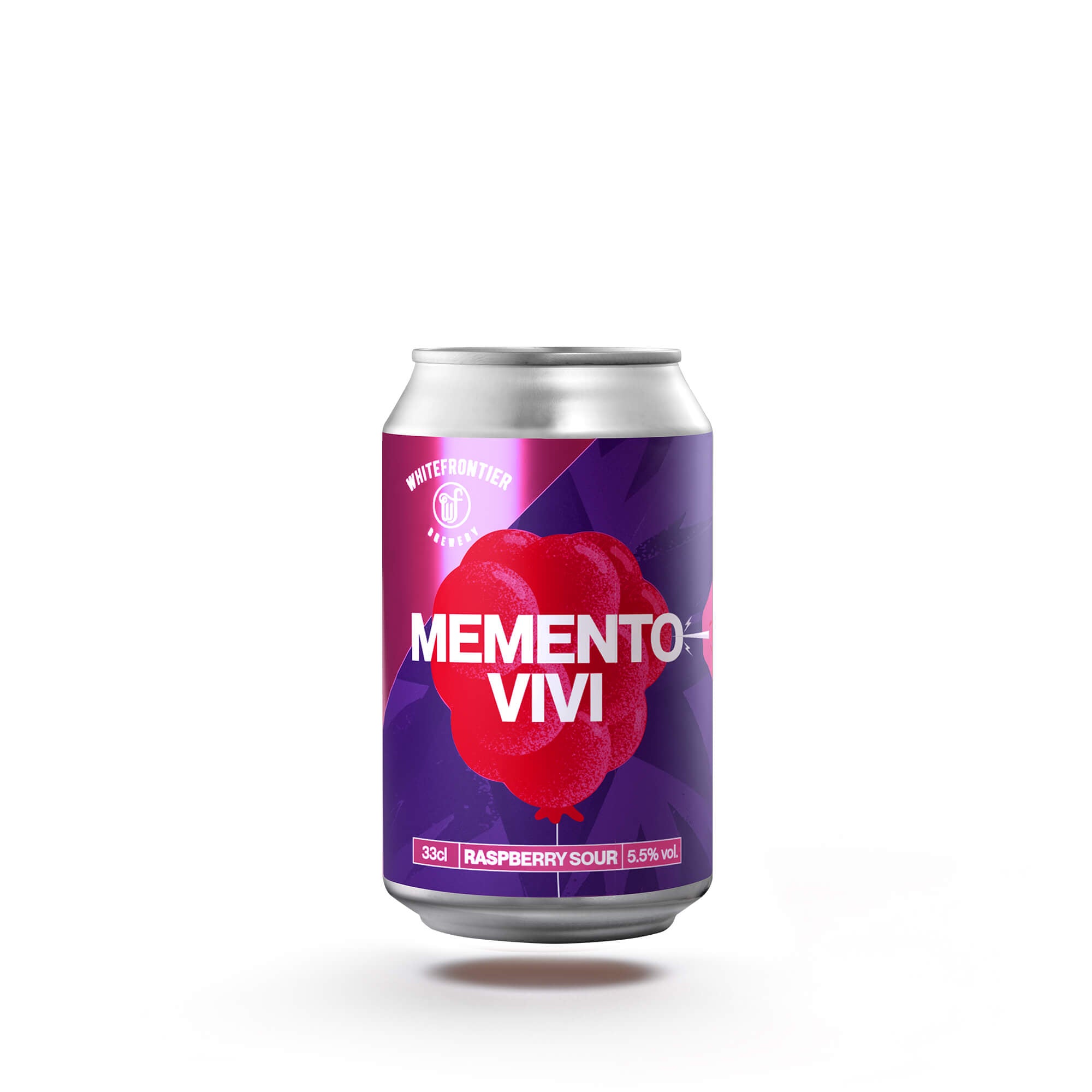 Canette bière violette et rose avec une framboise et une aiguille