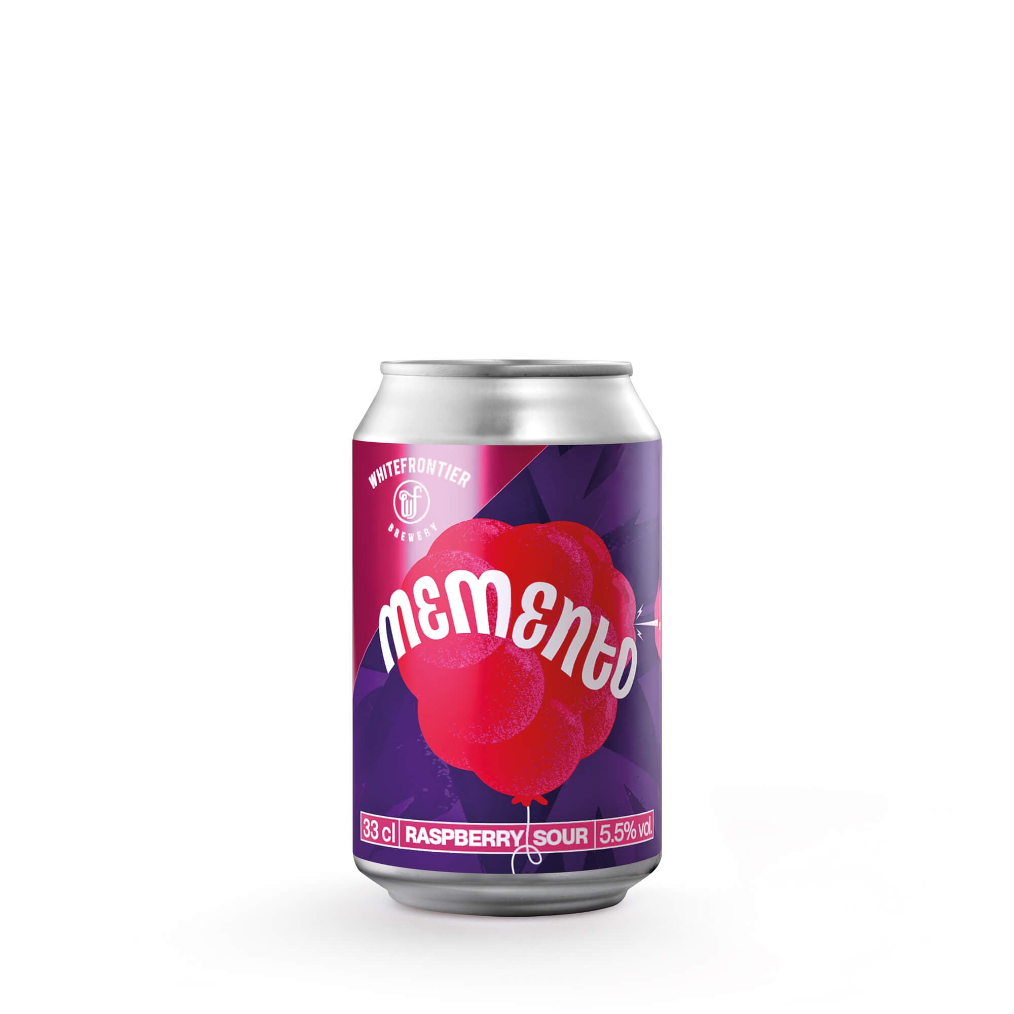 Canette bière violette et rose avec une framboise et une aiguille